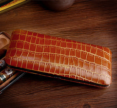 Best Leather&Cedar Mens 5pcs Cigar Cases Alligator Pattern Leather Cigar Cases for Men