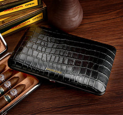 Best Leather&Cedar Mens 4pcs Cigar Cases Alligator Pattern Leather Cigar Cases for Men