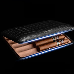 Best Leather&Cedar Mens 3pcs Cigar Cases Alligator Pattern Leather Cigar Cases for Men