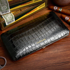 Best Leather&Cedar Mens 3pcs Cigar Cases Alligator Pattern Leather Cigar Cases for Men