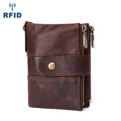 Bifold Leather Mens Dark Brown Small Wallet billfold Wallet Driver's License Wallet for Men - imessengerbags