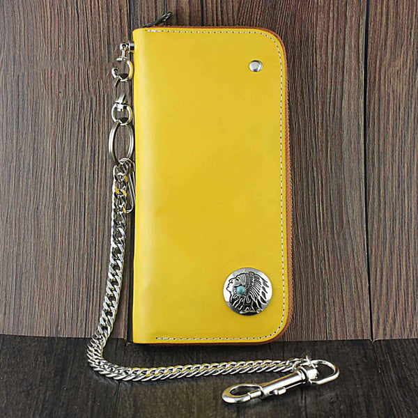Cool Leather Men's Long Wallet with Chain Biker Chain Wallet Biker Wallet For Men - imessengerbags