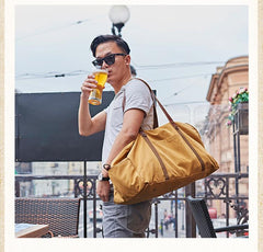 Camel Mens Canvas Large Weekender Bag Canvas Travel Shoulder Bag Large Canvas Duffle Bags for Men