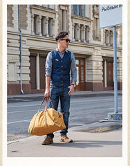 Camel Mens Canvas Large Weekender Bag Canvas Travel Shoulder Bag Large Canvas Duffle Bags for Men