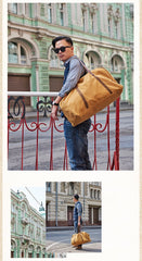 Camel Mens Canvas Large Weekender Bag Canvas Travel Shoulder Bag Large Canvas Duffle Bags for Men