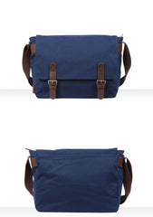 Black Canvas Leather Mens School Bag Messenger Bags Navy Blue Canvas Courier Bag for Men