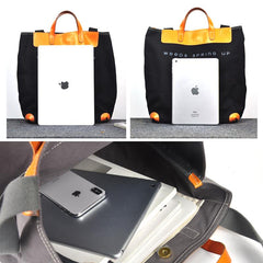 Black Canvas Leather Mens Tote Shoulder Bag Messenger Bag Gray Tote Handbag For Men and Women - imessengerbags