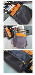 Black Canvas Leather Mens Tote Shoulder Bag Messenger Bag Gray Tote Handbag For Men and Women - imessengerbags
