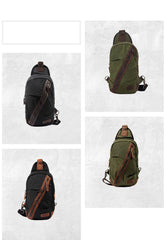 Black Canvas Sling Backpack Men's Sling Bag Green Chest Bag Canvas One shoulder Backpack For Men