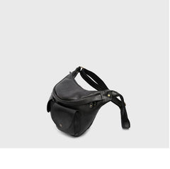 Black Mens Leather Fanny Pack Men Leather Belt Bag 
