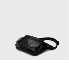 Black Leather crossbody fanny pack Leather crossbody belt bag