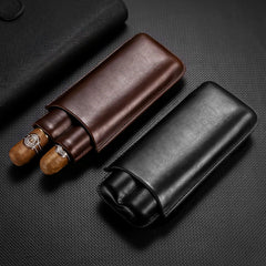 Black Eco Leather Mens 2pcs Cigar Case Leather Cigar Cases for Men