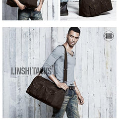 Black Fashion Canvas Mens Casual Large Travel Bag Shoulder Weekender Bag Duffle Bag For Men