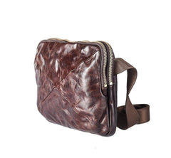 Cool Black Leather Men 10 inches Chest Bag Messenger Bag Courier Bags Postman Bag For Men - imessengerbags