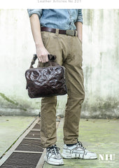 Cool Black Leather Men 10 inches Chest Bag Messenger Bag Courier Bags Postman Bag For Men