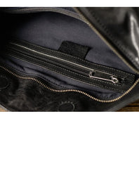 Cool Black Leather Men Chest Bag Large Sling Bag One Shoulder Backpack Sling Packs For Men - imessengerbags