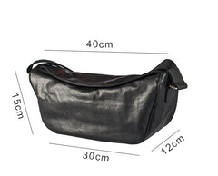 Cool Black Leather Men Chest Bag Large Sling Bag One Shoulder Backpack Sling Packs For Men - imessengerbags