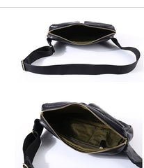 Black Cool Leather Men Fanny Pack Waist Bag Hip Pack Chest Bag Coffee Belt Bag Bumbag for Men