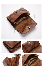 Black Handmade Leather Mens Coin Purse Small Wallet billfold Wallet Card Wallet For Men - imessengerbags