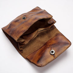 Black Handmade Leather Mens Coin Purse Small Wallet billfold Wallet Card Wallet For Men - imessengerbags