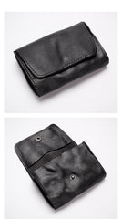 Black Handmade Leather Mens Coin Purse Small Wallet billfold Wallet Card Wallet For Men - imessengerbags