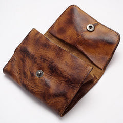 Black Handmade Leather Mens Coin Purse Small Wallet billfold Wallet Card Wallet For Men - imessengerbags