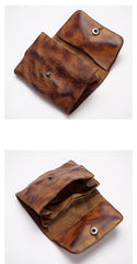 Black Handmade Leather Mens Coin Purse Small Wallet billfold Wallet Card Wallet For Men - imessengerbags