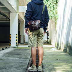 Fashion Black Wrinkled Leather Men 8 inches Small Side Bag Coffee Cool Messenger Bags Postman Bag For Men