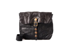 Fashion Black Wrinkled Leather Men 8 inches Small Side Bag Coffee Cool Messenger Bags Postman Bag For Men