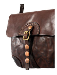 Fashion Black Wrinkled Leather Men 8 inches Small Side Bag Coffee Cool Messenger Bags Postman Bag For Men