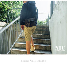 Fashion Black Wrinkled Leather Men 8 inches Small Side Bag Coffee Cool Messenger Bags Postman Bag For Men