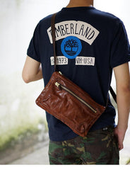 Cool Black Wrinkled Leather Men Postman Bag Side Bag Coffee Messenger Bag Courier Bag For Men - imessengerbags