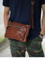 Cool Black Wrinkled Leather Men Postman Bag Side Bag Coffee Messenger Bag Courier Bag For Men - imessengerbags