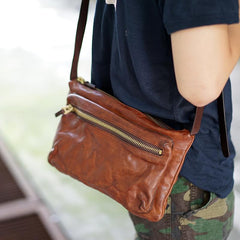 Cool Black Wrinkled Leather Men Postman Bag Side Bag Coffee Messenger Bag Courier Bag For Men - imessengerbags