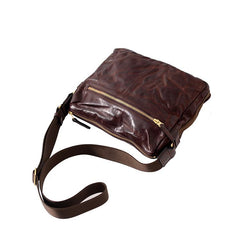 Handmade Black Wrinkled Leather Men Postman Bag Coffee Cool Courier Bag Messenger Bag One Shoulder Backpack For Men - imessengerbags