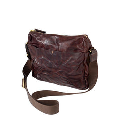 Handmade Black Wrinkled Leather Men Postman Bag Coffee Cool Courier Bag Messenger Bag One Shoulder Backpack For Men - imessengerbags