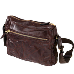 Handmade Black Wrinkled Leather Men Postman Bag Coffee Cool Courier Bag Messenger Bag One Shoulder Backpack For Men - imessengerbags