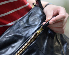 Handmade Black Wrinkled Leather Men Postman Bag Coffee Cool Courier Bag Messenger Bag One Shoulder Backpack For Men - imessengerbags