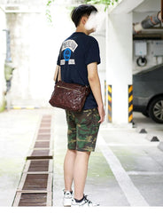 Handmade Black Wrinkled Leather Men Postman Bag Coffee Cool Courier Bag Messenger Bag One Shoulder Backpack For Men - imessengerbags