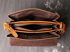 Black LEATHER MEN'S Vertical Side bag  Vertical MESSENGER BAG Small Courier Bag FOR MEN