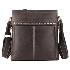 Black LEATHER MEN'S Small Side bag Vertical MESSENGER BAG Courier Shoulder Bag FOR MEN