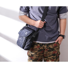 Black Nylon MENS Small Vertical Side Bag Blue Messenger Bag Nylon Side Bag For Men - imessengerbags