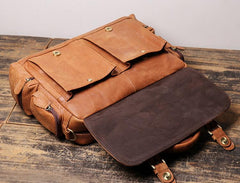 Black Leather Men 14 inches Briefcase Handbag Laptop Handbag Messenger Bag For Men