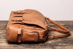 Black Leather Men 14 inches Briefcase Handbag Laptop Handbag Messenger Bag For Men