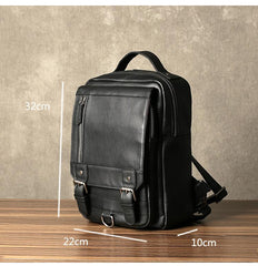 Black Leather Men's 10 inches Sling Bag Computer Backpack Black Travel Backpack Black Sling Pack For Men