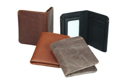 Leather Men's Billfold Wallet Bifold Small Wallet Black Slim Wallet Front Pocket Wallet For Men - imessengerbags