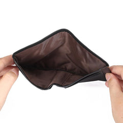 Leather Men's Billfold Wallet Bifold Small Wallet Black Slim Wallet Front Pocket Wallet For Men - imessengerbags
