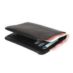 Leather Men's Billfold Wallet Bifold Small Wallet Black Slim Wallet Front Pocket Wallet For Men - imessengerbags