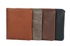 Leather Men's Billfold Wallet Bifold Small Wallet Black Slim Wallet Front Pocket Wallet For Men - imessengerbags