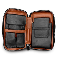 Black Leather Tobacco Pipe Rollup Bags, Pipe Pouch, The Pipe Smoker's Full Set Gift for Him